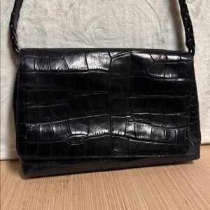 Valerie Stevens Black Croc-Embossed Bag